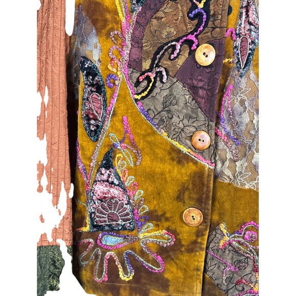 Coldwater Creek Art to Wear Jacket Patchwork Embroidered‎ Unique Statement - Picture 5 of 11